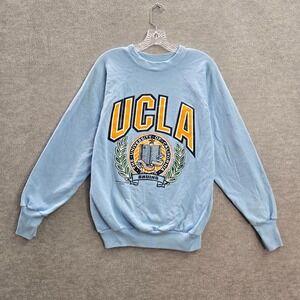 VINTAGE UCLA Bruins Women Sweatshirt L Blue Logo Graphic Crew Neck 80s READ